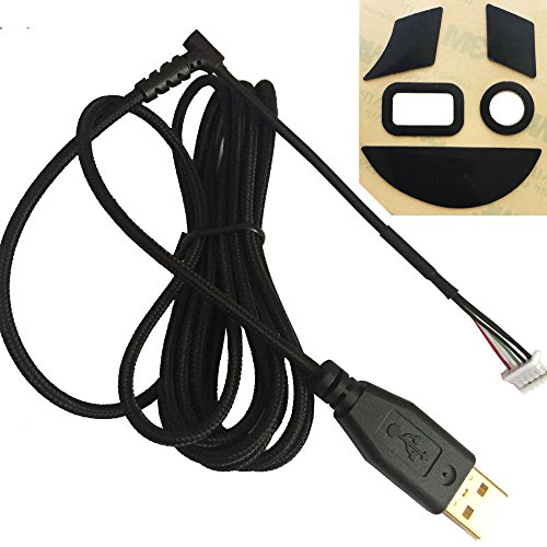 HUYUN USB Mouse Cable USB Line Cord&feet Skates Teflon Compatible for Naga 2014 RZ01-0104&Naga Chroma 2016 RZ01-0161 &Naga Hex V2 2016 RZ01-0160 Mouse