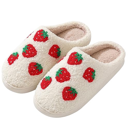 Vdidnts Cowboy Boot Cowgirl Hat Slippers Strawberry Slippers For Women Heart Love Slippers Fuzzy Fluffy Memory Foam House Slipper Strawberry 41/42