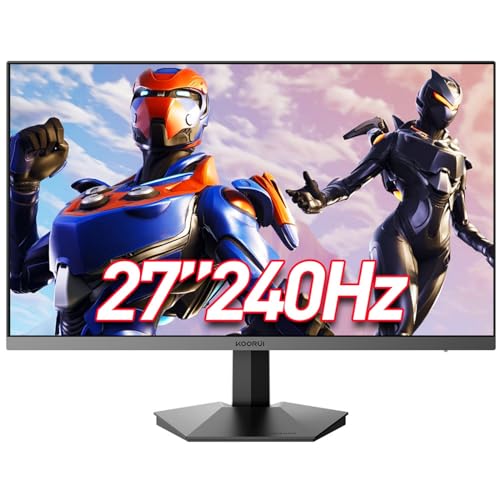 KOORUI 27 inch 240Hz (Support 144Hz) FHD 1MS1080P Gaming Monitor DCI-P3 90% Color Gamut, Freesync, DisplayPort.HDMI Cable Black VESA 3 Years Warranty
