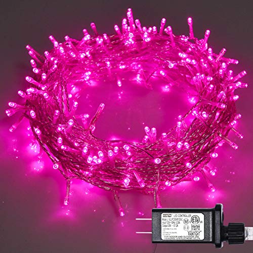 ILLUMINEW 300 Led Pink String Lights Outdoor Waterproof Christmas Decorations, 108 Ft Pink Led String Lights for Bedroom, 8 Modes Plug in Fairy String Lights for Outside, Pink Room Decor