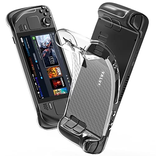 Protective Case for Steam Deck 2022, HEYSTOP Steam Deck Case Clear, TPU Soft Cover Protector with Full Protection, Shock-Absorption, Anti-Slip & Scratch Design, Steam Deck Accessories