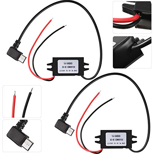 2 Pieces Direct Current Converter 12V to 5V 3A 15W Direct Current Buck Converter Module, Reduced Voltage Regulator Car Power Converter Output Power Adapter (Right Angle Type-C Interface)