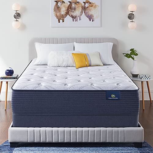 Serta - 14' Clarks Hill Elite Plush Queen Mattress, Comfortable, Cooling, Supportive, CertiPur-US Certified, White/Blue