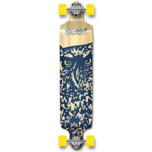Yocaher Drop Down Longboard Skateboard 41.25' x 10' Long Board Cruiser Cruising, Carving, Free Style, Downhill, Adults, Teenagers, Kids - Complete or Deck Only (Complete - Owl)