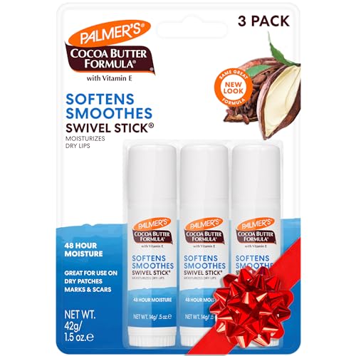Palmer's Cocoa Butter Formula Moisturizing Swivel Stick with Vitamin E, Lip Balm Stocking Stuffers for Adults, Face & Body Stick Moisturizer Ideal for Treating Dry Skin Patches (Pack of 3)