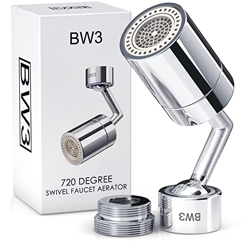 Swivel Sink Chrome Faucet Aerator for Face, Eyewash, and Gargle – 720 Degree Rotatable Sink Adapter Sprayer Attachment for Kitchen or Bathroom Male or Female Thread – Easy to Install