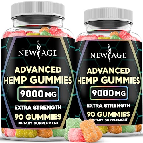 NEW AGE Naturals Advanced Hemp Gummies - Natural Hemp Oil Infused Gummies (9000 (Pack of 2))
