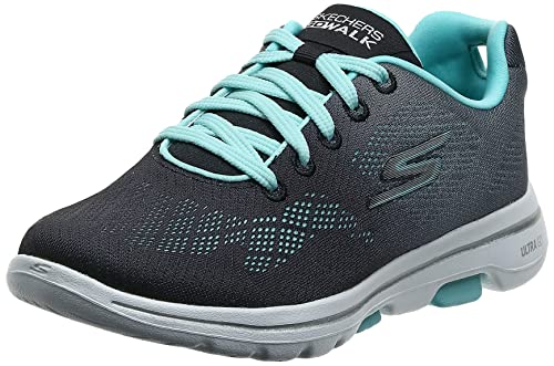 Skechers Women's Go Walk 5-Alive Sneaker, Black/Aqua, 8 M US