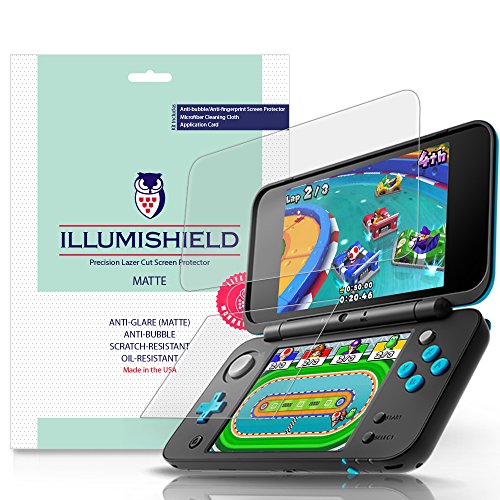 ILLUMISHIELD Matte Screen Protector Compatible with Nintendo 2DS XL (3-Pack) Anti-Glare Shield Anti-Bubble and Anti-Fingerprint PET Film