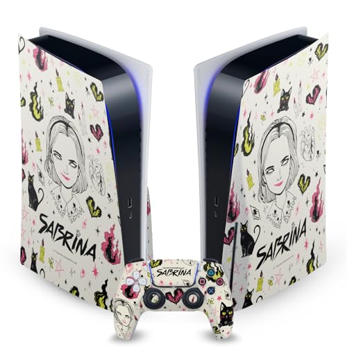 Head Case Designs Officially Licensed Chilling Adventures of Sabrina Pattern Illustration Graphics Vinyl Faceplate Sticker Gaming Skin Decal Cover Compatible with PS5 Disc Console & DualSense