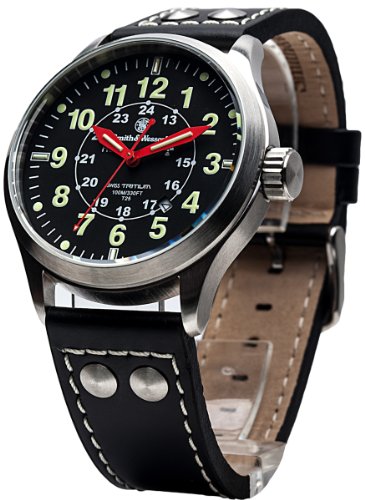 Smith & Wesson Swiss Tritium Men's Watch - Military Style Tactical Watch with Tritium Illumination, Genuine Leather Strap, Precision Quartz Movement, Mumbai Lamplighter, Waterproof, Scratch Resistant, Perfect for Outdoor Adventure, Christmas Gift