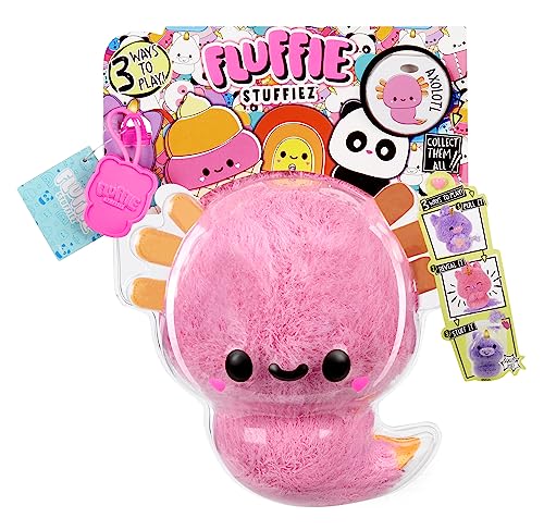 Fluffie Stuffiez Axolotl Small Collectible Feature Plush - Surprise Reveal Unboxing with Huggable ASMR Fidget DIY Fur Pulling, Ultra Soft Fluff
