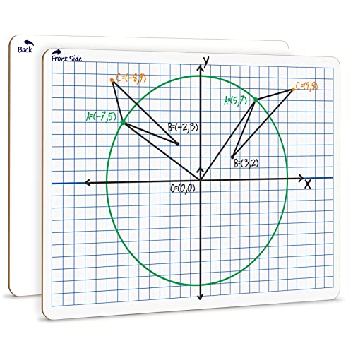 Scribbledo Dry Erase XY Axis Graph Lap Boards 9” X 12” for Student and Classroom Use Math White Board Double Sided White Board