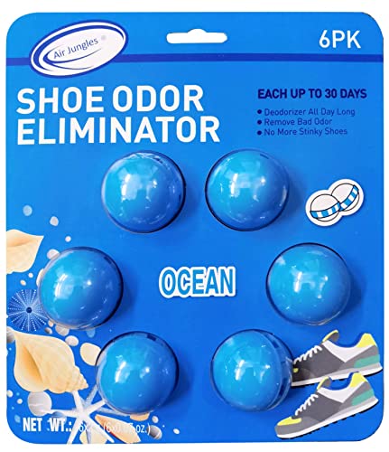 Air Jungles Odor Deodorizer Balls for Shoes, Gym Bags, Drawers, and Locker, Ocean, Natural Tea polyphenols and Essential Oil Long Lasting Odor Eliminator Air Freshener Twist Ball