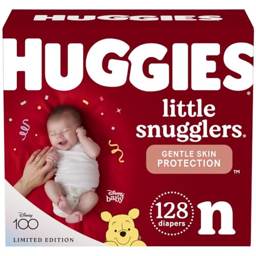 Huggies Newborn Diapers, Little Snugglers Baby Diapers, Size Newborn (up to 10 lbs), 128 Count