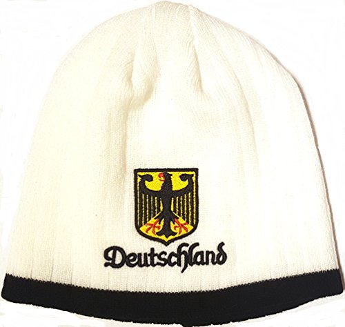 Germany Deutschland Embroidered Beanie Cap Winter Hat (White)