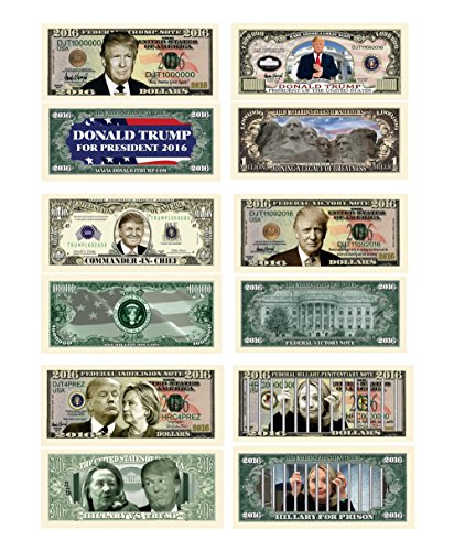 ROCKYMART (LOT of 6) President Trump & Hillary Clinton for Prison Novelty Bills