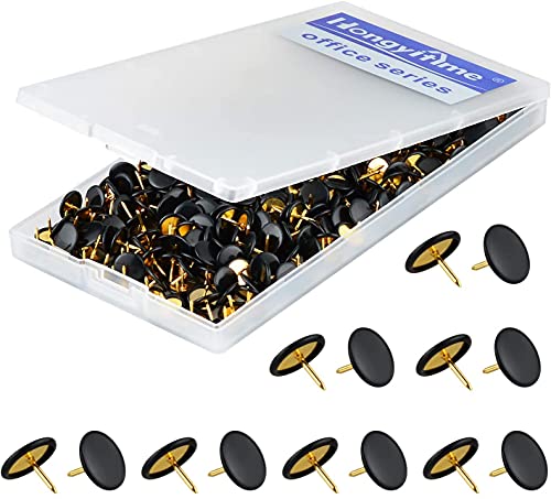 HongyiTime 400 PCS Push Pins,Thumb Tacks, Wall Tacks, Tacks, Push Pin,Thumbtack, Flat Push Pins, Thumbtacks Flat, Push Pins for Cork Board, Push Pins for Wall, Board Pins,Tacks and Push Pins (Black)