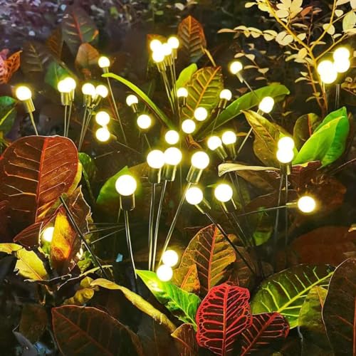 YUMMIS Upgraded Solar Swaying Light, Sway by Wind, Solar Outdoor Lights, Yard Patio Pathway Decoration, High Flexibility Iron Wire & Heavy Bulb Base, Warm White(2 Pack)