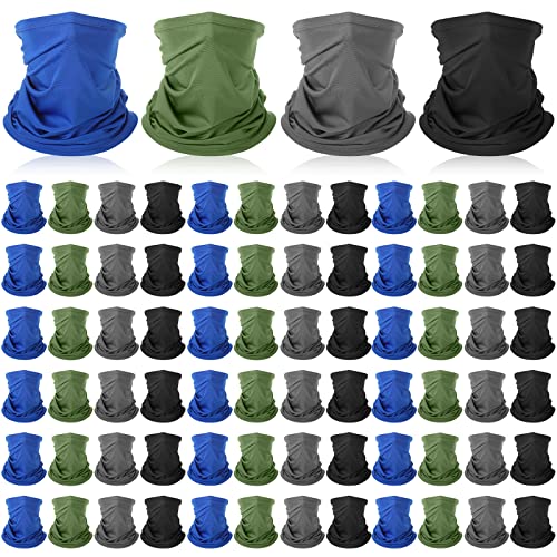 80 Pcs Men's Neck Gaiter Bulk Cooling Face Mask for Men Women Summer UV Protection Neck Gaiter Scarf Balaclava Face Cover Face Mask Breathable Face Bandanas Neck Cover