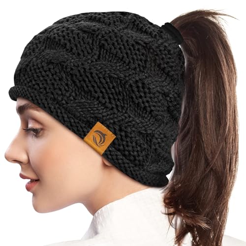 Christmas Women Gifts Stocking Stuffers for Women Teenage Girls Teen Gift: Winter Knit Ponytail Hat Beanie Birthday Present Idea Gadget for Wife Mom Her Girlfriend Sister Mother Who Have Everything