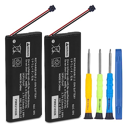 TAYUZH 2PCS HAC-006 Battery for Nintendo Switch HAC-015 HAC-016 Left and Right Joy-Con Controller Rechargeable Internal Li-ion Battery Replacement with Repair Tool Kits