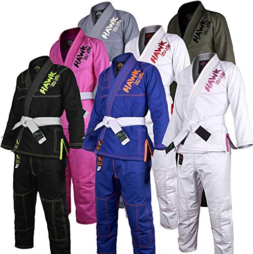 Brazilian Jiu Jitsu, Kids Jiu Jitsu Gi Children BJJ Gi Grappling Kimonos Lightweight with Free White Belt (K4, Black)