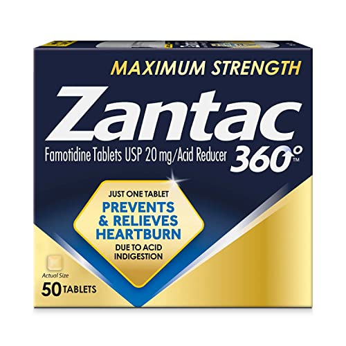 Zantac 360 Maximum Strength Tablets, 50 Count, Heartburn Prevention and Relief, 20 mg Tablets