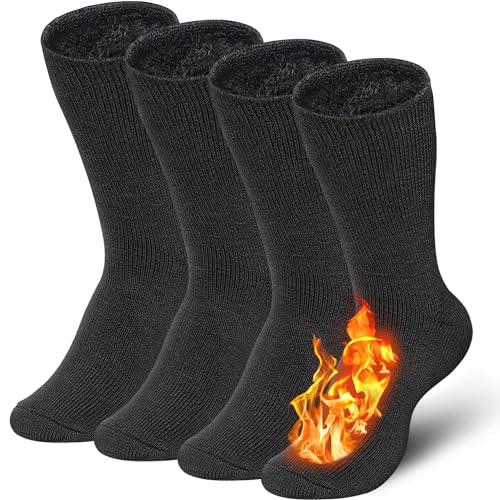 Bymore 2Pairs Thermal Socks for Men,Heated Thick Crew Socks,Warm Winter Socks Insulated Cold Weather