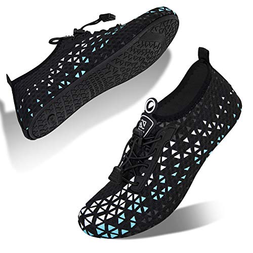 IceUnicorn Water Shoes Quick Dry Swim Aqua Barefoot Socks for Women Men(Black Size 10)
