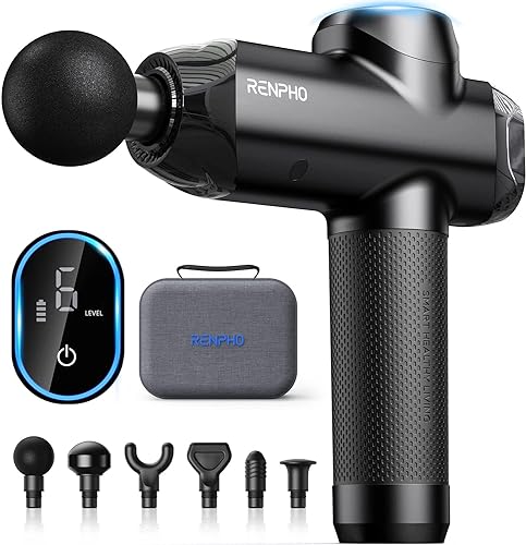 RENPHO Power Massage Gun Deep Tissue, Percussion Muscle Massage Gun for Athletes, Powerful Portable Electric Handheld Deep Tissue Massager Gun, LED Touch Display, Case Gifts - FSA and HSA Eligible