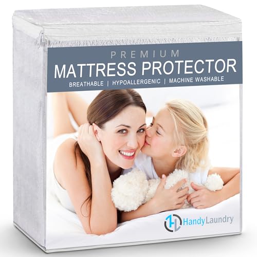 Handy Laundry Waterproof Mattress Protector – Breathable, Machine-Washable Mattress Cover – Perfect for Kids, Adults, and Pets – Extends Mattress Life. (Twin Size)