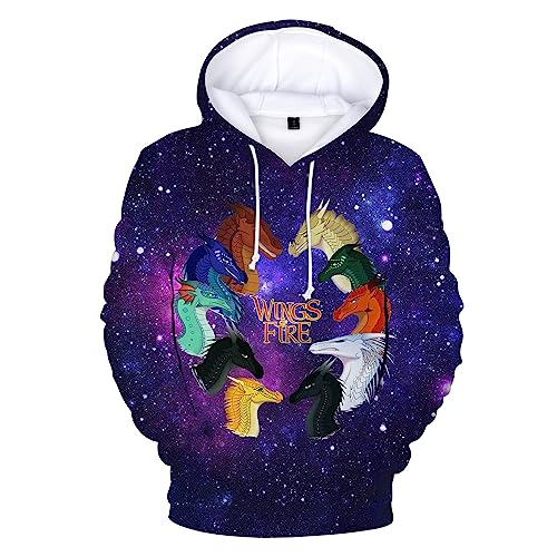 Wings-of-Fire Dragon Hoodie Unisex 3D Novelty Hoodies Graphic Hoodies Pullover Sweatshirts for Men Women Teen L