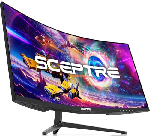 Sceptre 30-inch Curved Gaming Monitor 21:9 2560x1080 Ultra Wide/ Slim HDMI DisplayPort up to 200Hz Build-in Speakers, Metal Black (C305B-200UN1)