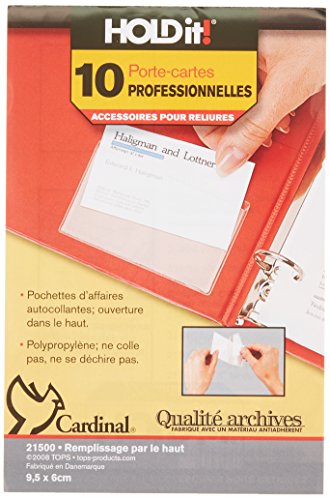 Cardinal HOLDit! Business Card Pockets, Top Loading, 3 3/4' x 2 3/8', Pack Of 10