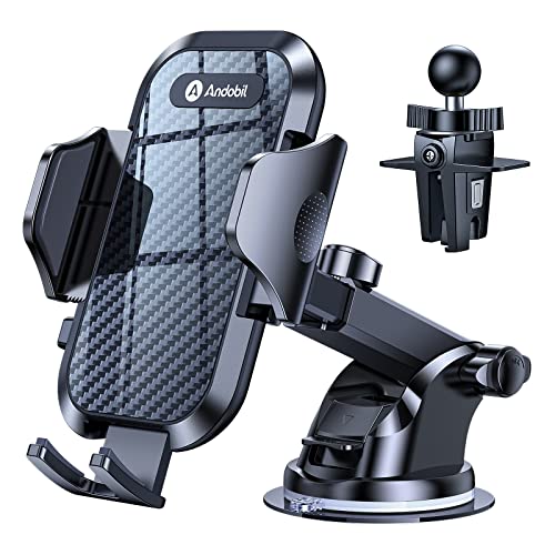 andobil Phone Mount for Car (Bumpy Roads Friendly) Military-Grade Car Phone Holder Mount Universal Phone Holder for Your Car Dashboard-Windshield-Vent fits iPhone 15 14 13 12 Pro Max Samsung S24 Ultra