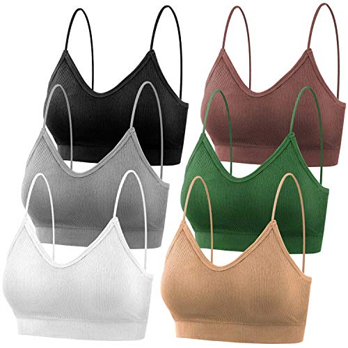 PAXCOO Bras for Women Pack of 6, Bralettes for Women Padded, Sports Bras for Women, M-L