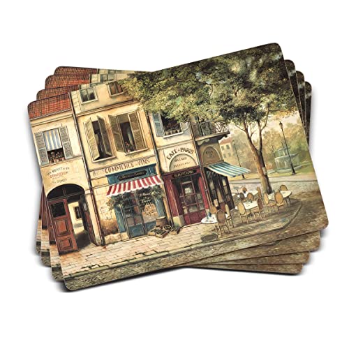 Pimpernel Parisian Scenes Collection Placemats | Set of 4 | Heat Resistant Mats | Cork-Backed Board | Hard Placemat Set for Dining Table | Measures 15.7” x 11.7” Multicolor