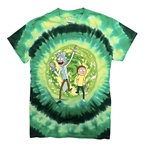 Ripple Junction Men’s Adventures of Rick and Morty Portal Tie Dye T-Shirt X-Large Green Tie Dye