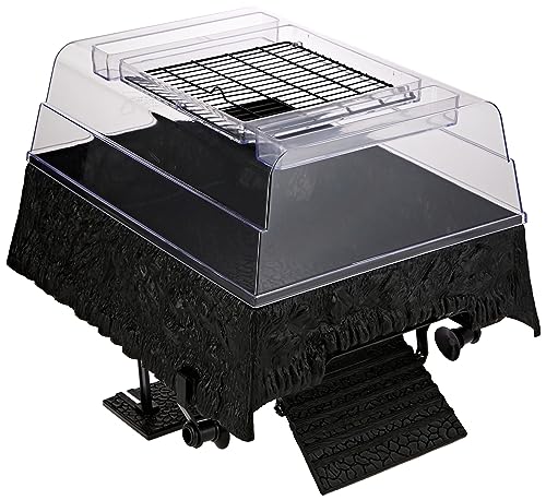 PENN-PLAX Reptology Turtle Topper – Above Tank Basking Platform That Safely Mounts to Standard Size Tanks Including 10g, 20L, 20H, 29g, up to 55 Gallons and 13” Wide – Black Color (REP600)