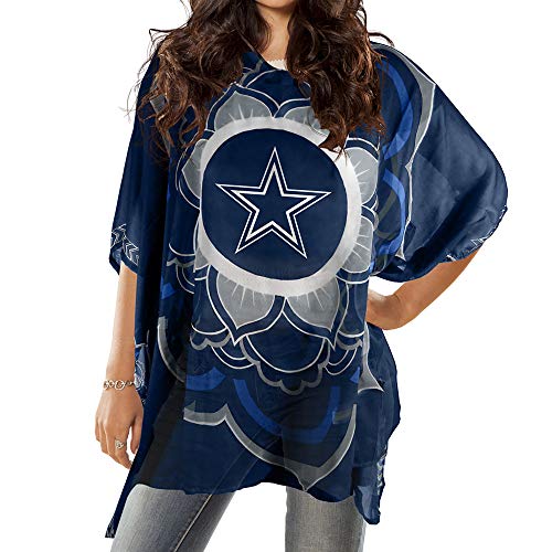 Littlearth Womens NFL Dallas Cowboys Sheer Caftan with Flower Design, Team Color, One Size
