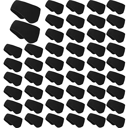 50 Pieces Ear Warmers Headband Winter Ear Muffs Black Fleece Ear Warmers Headband for Women Men Sports Running Cycling Skiing