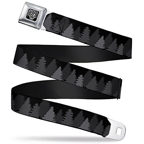 Buckle-Down Unisex-Adult's Seatbelt Belt Pine Trees Regular, Silhouettes Black/Grays, 1.5' Wide-24-38 Inches