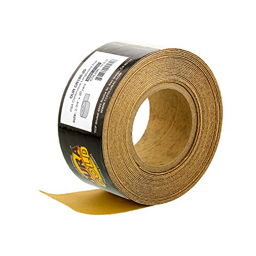 Dura-Gold Premium 180 Grit Gold PSA Longboard Sandpaper 20 Yard Long Continuous Roll, 2-3/4' Wide - Self Adhesive Stickyback Sandpaper for Automotive, Woodworking Air File Sanders, Hand Sanding Blocks