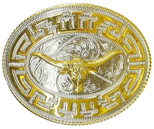 Modestone Nickel Silver Charro Belt Buckle Longhorn Bull 4 1/4'' X 3 1/4''