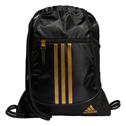 adidas Unisex Alliance 2 Sackpack, Black/Gold Metallic, One Size