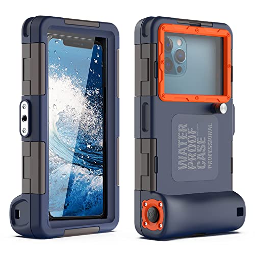 Diving Phone Case, Underwater Photography Video Housings with Lanyard[50ft/15m], Snorkeling Waterproof Phone Case for iPhone 11/12/13 14 Series Samsung S22/S21/S20 LG Motorola Google etc Navy Blue