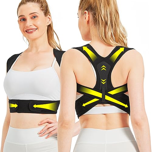 LORIFLAT Posture Corrector for Women and Men Adjustable Upper Back Brace Breathable Back Posture Corrector for Clavicle Support and Providing Pain Relief from Neck, Shoulder, and Upper Back