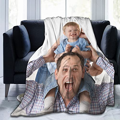 JeReVolng Custom Blanket with Photo Text Personalized Bedding Throw Blankets Customized Flannel Fleece Blankets for Family Birthday Wedding Gift Fits Couch Sofa Bedroom Living Room - 30'x40'