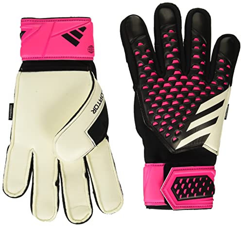 adidas Unisex-Adult Match Fingersave Predator Goalie Gloves, Black/White/Team Shock Pink, 9